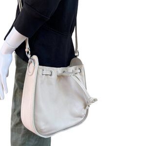 Frye NWT Ilana Small Crossbody Bag Purse in Bone White Leather with Drawstring